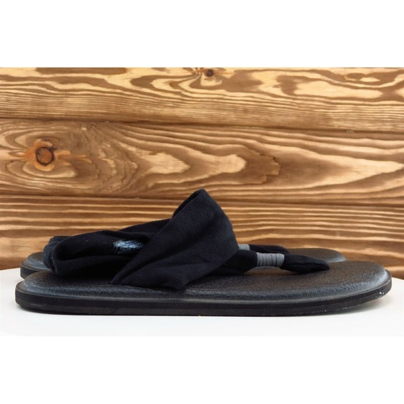 Sanuk Sz 9‎ M Black Slingback Fabric Women Sandals SWS10001 - Picture 4 of 8